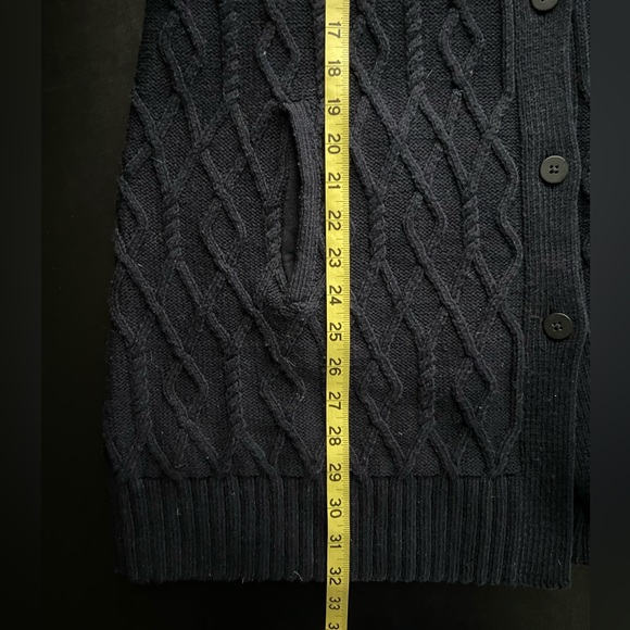 J. Jill Cotton Blend Cable Knit Button Front Sweater Cardigan Navy Petite M - Picture 7 of 9